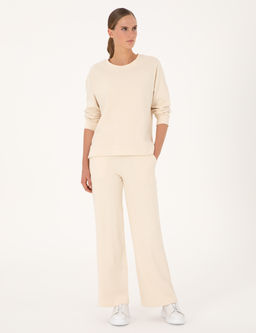 Ekru Oversize Yumu_ak Dokulu Sweatshirt