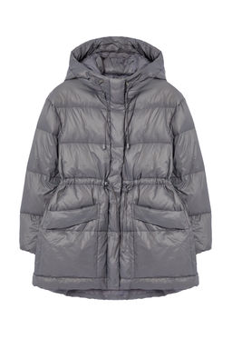 Gri Oversize Kapusonlu Kaz Tuylu Sisme Mont TWOAW25MO00111 - Trendyolmilla фото 6