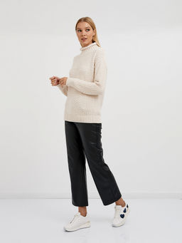 водолазка женская из хлопка с воротником стойкой и с рельефным узором - Glenfield фото 3