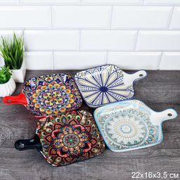 Блюдо с ручкой 22х16х3,5 см / ZY036 /уп 60/