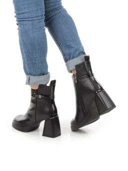 04-M3-838 BLACK Ботильоны зимние женские (натуральная кожа, натуральный мех)