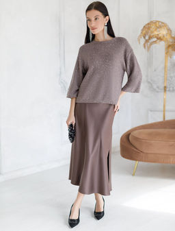 Джемпер из хлопковой пряжи с пайетками - Vilatte фото 5