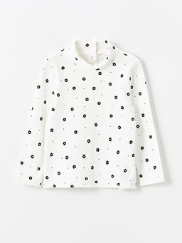 Bisiklet Yaka Uzun Kollu ?i?ekli K?z ?ocuk Ti??rt