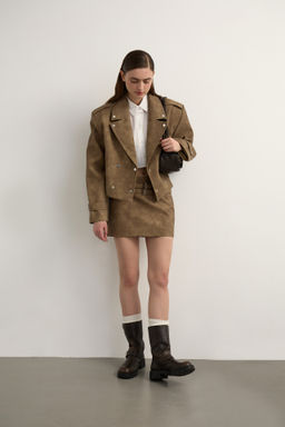 Юбка мини из экокожи с двойным поясом - Mollis фото 2