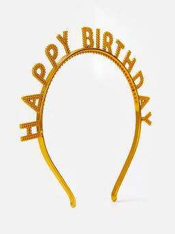 Цена за 2 шт. Ободок "Happy birtday" золотой