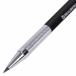 Карандаш механический цанговый 2 мм + грифели HB 12 штук на блистере, BRAUBERG "METALLIC-X 20", металлические детали, 181967