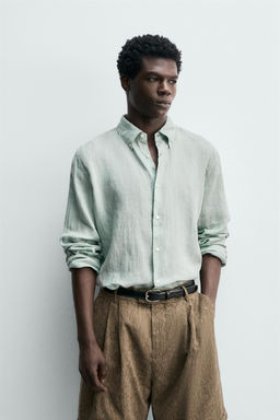 CAMISA REGULAR FIT 100% LINO / Caramelo - Zara фото 2
