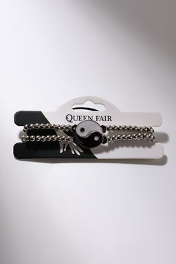 Цена за 2 шт. Браслеты парные «Неразлучники» инь-ян, на бусинах, чёрно-белые в серебре, d=7 см