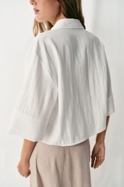 CAMISA CORTA MANGA ANCHA / Blanco
