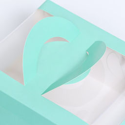 Коробка под бенто - торт с окном, мятный, 14×14×8 см