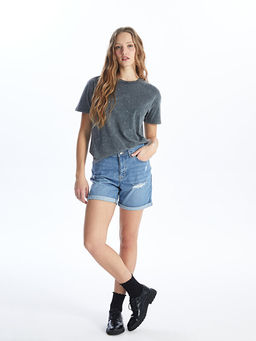 Boyfriend Fit Y?rt?k Detayl? Kad?n Jean ?ort