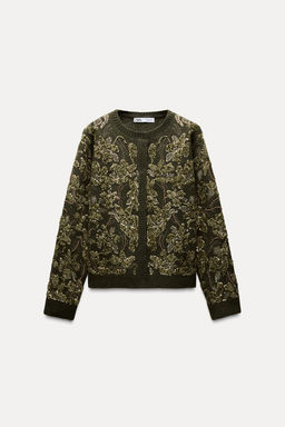 COMBINED KNIT CARDIGAN WITH SEQUINS