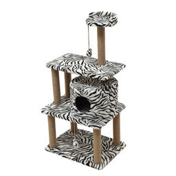Домик для кошек с когтеточкой, круглый с игрушками, 65 х50 х 130 см, зебра - Пижон фото 3
