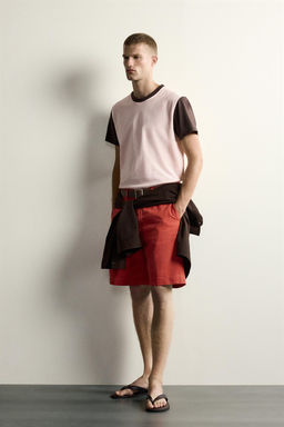CAMISETA REGULAR FIT COLOR BLOCK / Rosa palo - Zara фото 4
