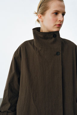 ZW COLLECTION OVERSIZE CHECK TRENCH COAT - Zara фото 3