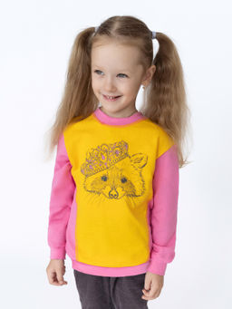 Джемпер детский розовыйжелтый принт енот