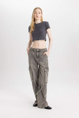 Классная приталенная базовая футболка с выцветшим эффектом и короткими рукавами - Defacto фото 2