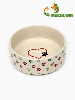 Миска керамическая Яркие Лапки 200 мл - 10.510.54 см, бежевая - Пижон фото 2