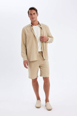 Шорты-бермуды из смесового льна Relax Fit - Defacto фото 3