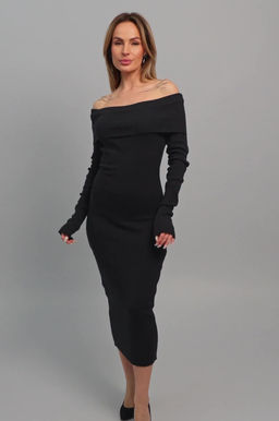 Женское вязаное платье с открытыми плечами Happyfox