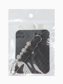 Булавка Жемчужная дорожка, 8 см (+ - 0.5 см), белая в серебре