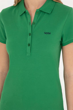 Женская зеленая базовая футболка с воротником-поло - U.s. polo assn фото 7