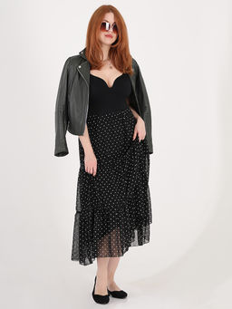 Шифоновая юбка в горох - Almond фото 5