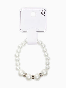 Браслет жемчуг Невеста, бусины d=0.8+1.2 см, белый