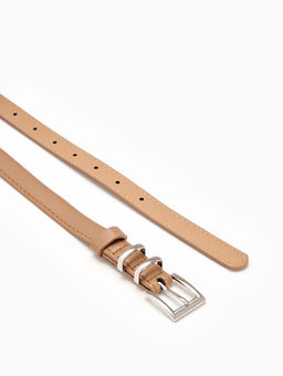 Ремень женский тонкий, 110×2 см, пряжка металл, серебристая, бежевый