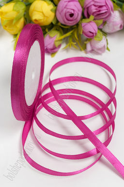 Лента атласная 0,6 см*25 ярд (10 бобин) SF-1362, фукси №027