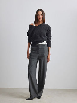 V Yaka Oversize Kad?n Triko Kazak