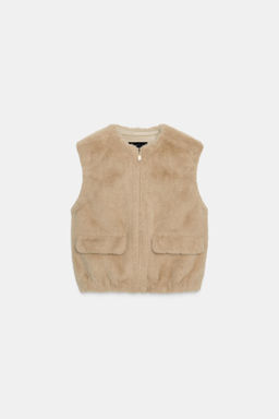 FAUX FUR GILET WITH ZIP - Zara фото 6