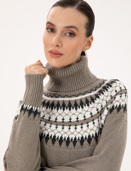 Vizon Regular Fit Y_n Kar___ml_ Bal_k__ Yaka Kazak
