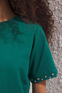 TRENDYOLMILLA Beyaz Tas Aksesuar Detayl? Regular Kal?p Orme T-Shirt TWOSS24TS00070 фото 3