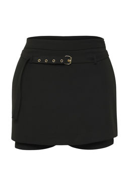 Limited Edition Siyah Kemerli Extra Mini Sort Dokuma Etek TWOSS25ET00107 - Trendyolmilla фото 3