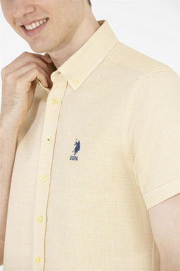U. S. Polo Assn / Мужская светло-желтая рубашка с коротким рукавом - U.s. polo assn фото 14