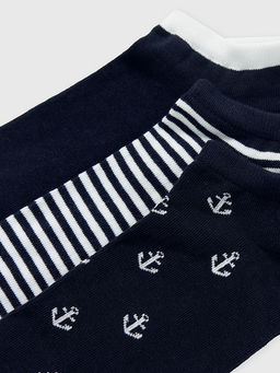 Носки мужские серые мультипак (3 пары) с рисунками в виде якорей и полосок - Mark formelle фото 4