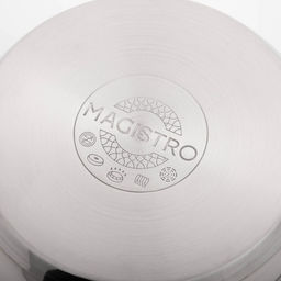Кастрюля Magistro klimena, 3.5 л, AISI - 201, крышка-дуршлаг, носик для слива, капсульное дно, индукция, нержавеющая сталь