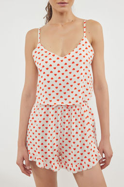 Trendyolmilla Beyaz Puantiyeli F?rf?r Detayl? Ip Ask?l? Viskon Sortlu Dokuma Pijama Tak?m? THMSS21PT0742 фото 24