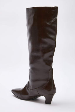 Kahverengi Premium Kare Burun Blok Topuklu Kad?n Cizme TAKAW26CZ00042 - Trendyolmilla фото 5