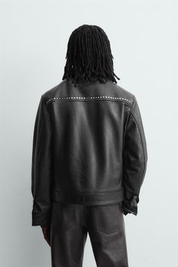 STUDDED LEATHER JACKET - Zara фото 3