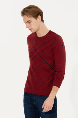 Мужской вязаный свитер вишневого цвета - U.s. polo assn фото 17