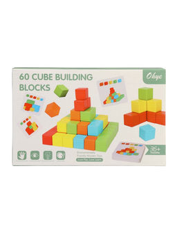 Детский набор деревянные кубики, цветные, 60 штук