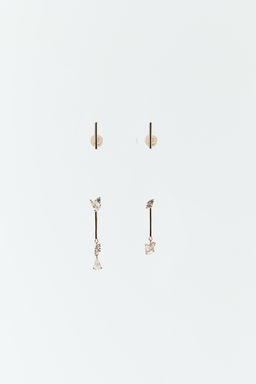 PACK OF MINIMALIST RHINESTONE EARRINGS - Zara фото 2