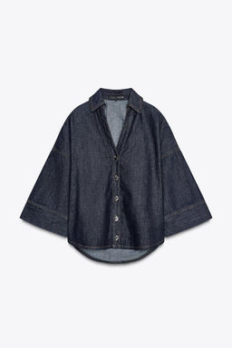 Z1975 WIDE SLEEVE DENIM SHIRT - Zara фото 5