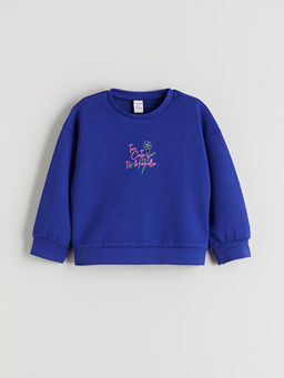 Bask?l? K?z ?ocuk Sweatshirt ve E?ofman Alt 2li