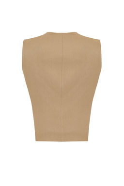 TRENDYOLMILLA Kiremit Premium Regular Kal?p Crop Dokuma Yelek TWOSS24YE00017 фото 11