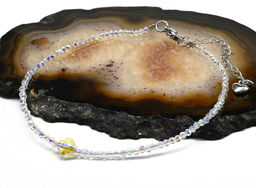 Браслет на ногу из циркона шарик граненый 2мм, цвет хрусталь хамелеон, 21см