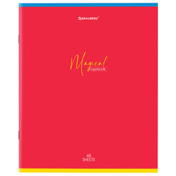 Цена за 2шт. Тетрадь А5 48 л. BRAUBERG скоба, линия, обложка картон, "Magical Colors" (микс в спайке)