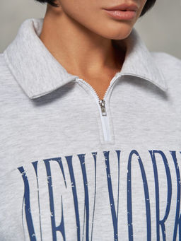 Утепленный свитшот-поло на молнии - NEVERLATE фото 3